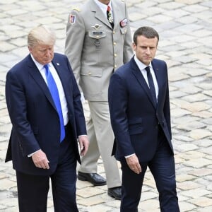 Cérémonie d'accueil du président Donald Trump par Emmanuel Macron, président de la République, à l'Hôtel National des Invalides à Paris le 13 juillet 2017. © Pierre Perusseau / Bestimage French