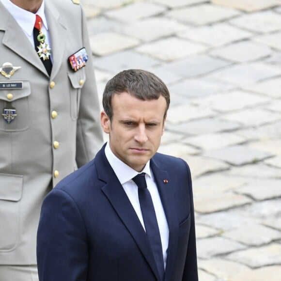 Cérémonie d'accueil du président Donald Trump par Emmanuel Macron, président de la République, à l'Hôtel National des Invalides à Paris le 13 juillet 2017. © Pierre Perusseau / Bestimage French