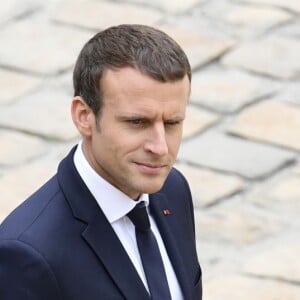 Donald Trump par Emmanuel Macron à l'Hôtel National des Invalides à Paris le 13 juillet 2017. © Pierre Perusseau / Bestimage