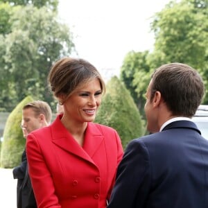 Le président de la République Emmanuel Macron et la première dame des Etats-Unis Melania Trump lors de la cérémonie d'accueil du président des Etats-Unis à l'Hôtel National des Invalides à Paris le 13 juillet 2017. © Dominique Jacovides/Bestimage