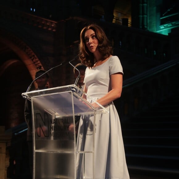 Kate Middleton, duchesse de Cambridge, lors de la réouverture du Hintze Hall au Musée d'Histoire Naturelle de Londres, le 13 juillet 2017.