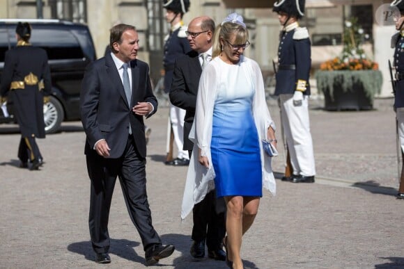 Stefan Löfven, Urban Ahlin, Jenni Ahlin assistent à une messe à l'occasion du 40ème anniversaire de la princesse Victoria de Suède au palais Royal de Stockholm en Suède, le 14 juillet 2017