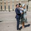 PLa princesse Madeleine de Suède et son mari, Christopher O'Neill en compagnie de leur fils t le prince Nicolas assistent à une messe à l'occasion du 40ème anniversaire de la princesse Victoria de Suède au palais Royal de Stockholm en Suède, le 14 juillet 2017
