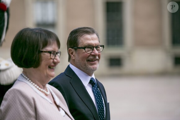 Ewa Westling, son mari Olle Westling assistent à une messe à l'occasion du 40ème anniversaire de la princesse Victoria de Suède au palais Royal de Stockholm en Suède, le 14 juillet 2017