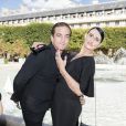 Ludovic Chancel (fils de Sheila) et sa fiancée Sylvie Ortega Munos - Présentation Petit Bateau x Marie-Agnès Gillot dans le bassin du jardin du Palais Royal à Paris, France, le 3 juillet 2017.