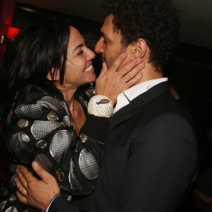 Semi-exclusif - Sandra Zeitoun de Matteis (robe Ungaro) avec son compagnon Tomer Sisley - Sandra Zeitoun de Matteis fête son 44ème anniversaire dans le nouveau bar de C. Lacourt, le "Fidèle" à Paris le 4 mai 2017. © Thomas Cazzinaga / Bestimage