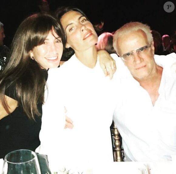 Alessandra Sublet en soirée avec l'acteur Christophe Lambert et sa compagen Karima, 22 juillet 2017.