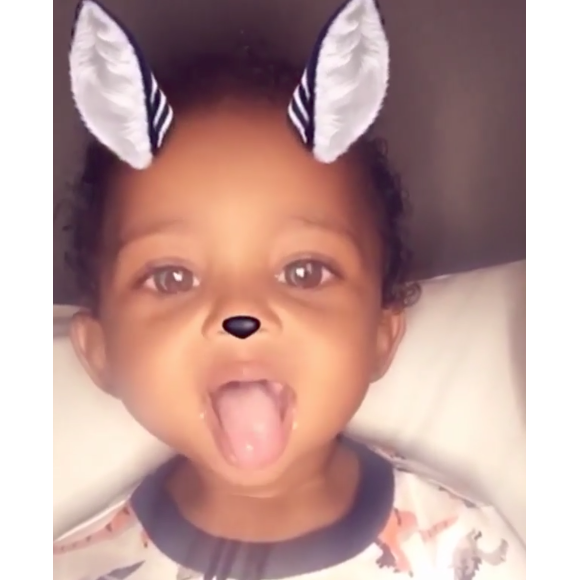 Saint West jouant avec Kim Kardashian sur Snapchat le 28 juillet 2017