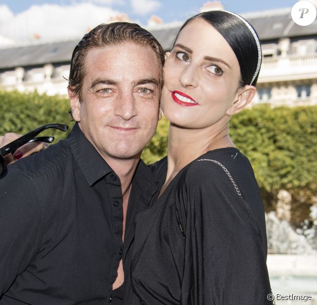 Ludovic Chancel (fils de Sheila) et Sylvie Ortega Munos - Présentation Petit Bateau x Marie-Agnès Gillot dans le bassin du jardin du Palais Royal à Paris, France, le 3 juillet 2017.
