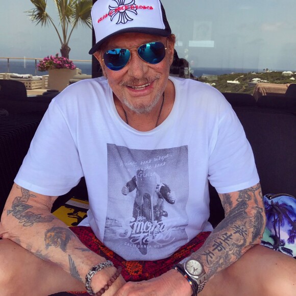 Johnny Hallyday a Saint-Barthélemy, le 31 juillet 2017.