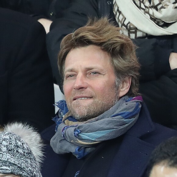 Laurent Delahousse lors du match de Ligue des Champions, 8e de finale, Paris Saint-Germain contre le FC Barcelona au parc des Princes à Paris, France, le 14 février 2017. Le PSG a remporté le match sur le score de 4-0. © Cyril Moreau/Bestimage