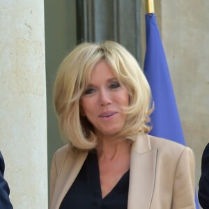 Le président de la République française Emmanuel Macron et sa femme la première dame Brigitte Macron (Trogneux) reçoivent le premier ministre d'Australie, Malcolm Turnbull et sa femme Lucy Turnbull pour un dîner de travail au Palais de l'Elysée à Paris, le 8 juillet 2017. © Giancarlo Gorassini/Bestimage