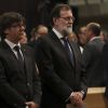 Carles Puidgemont (président de la Catalogne) et Mariano Rajoy (Premier ministre) ont assisté le 20 août 2017 à une messe solennelle à la mémoire des victimes de l'attaque terroriste de La Rambla et de Cambrils, en la basilique de la Sagrada Familia à Barcelone.