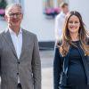 La princesse Sofia de Suède, enceinte, le 2 août 2017 à Bastad à l'occasion d'une conférence sur le développement durable et d'un dîner de gala.
