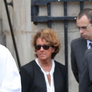 Pascal Desprez avec ses enfants - Obsèques de Mireille Darc en l'église Saint-Sulpice à Paris. Le 1er septembre 2017