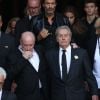 Pascal Desprez, Anthony Delon, Alain Delon et Véronique de Villèle - Sorties des obsèques de Mireille Darc en l'église Saint-Sulpice à Paris. Le 1er septembre 2017