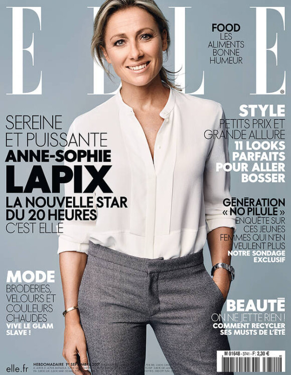 Anne-Sophie Lapix en couverture du magazine ELLE en kiosques le 1er septembre 2017