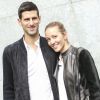 Novak Djokovic et sa femme Jelena Djokovic au défilé Giorgio Armani à Milan le 23 septembre 2016. Parents de Stefan, né en octobre 2014, ils attendraient leur 2e enfant pour août 2017 selon le tabloïd serbe Blic.