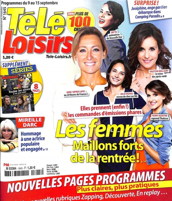 Magazine "Télé Loisirs" en kiosques le 4 septembre 2017.