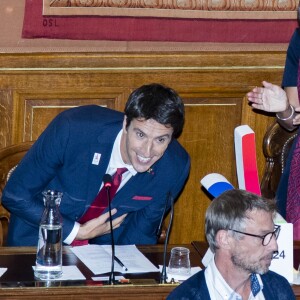 Tony Estanguet, Anne Hidalgo - Conseil de Paris extraordinaire présidé par la maire de Paris à l'Hôtel de Ville pour les Jeux Olympiques 2024. Paris, le 15 septembre 2017 © Pierre Pérusseau / Bestimage