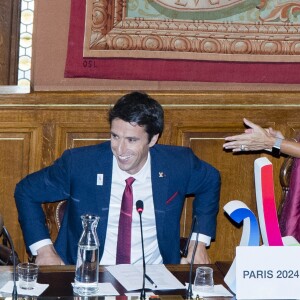 Tony Estanguet, Anne Hidalgo, Michel Delpuech - Conseil de Paris extraordinaire présidé par la maire de Paris à l'Hôtel de Ville pour les Jeux Olympiques 2024. Paris, le 15 septembre 2017 © Pierre Pérusseau / Bestimage