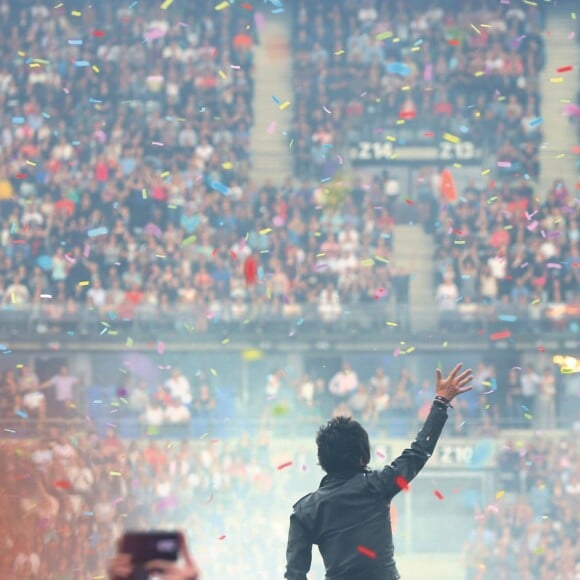 Nicola Sirkis et son groupe Indochine en concert au Stade France à Paris. Le 27 juin 2014