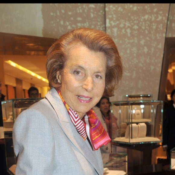 Liliane Bettencourt en septembre 2008 lors de l'inauguration d'une boutique Bulgari à Paris.