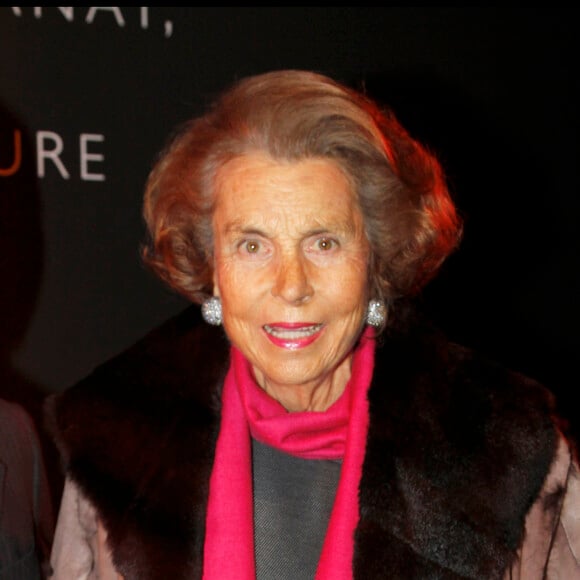 Liliane Bettencourt au Grand Palais à Paris en décembre 2010 pour une exposition dédiée aux bijoux Bulgari.