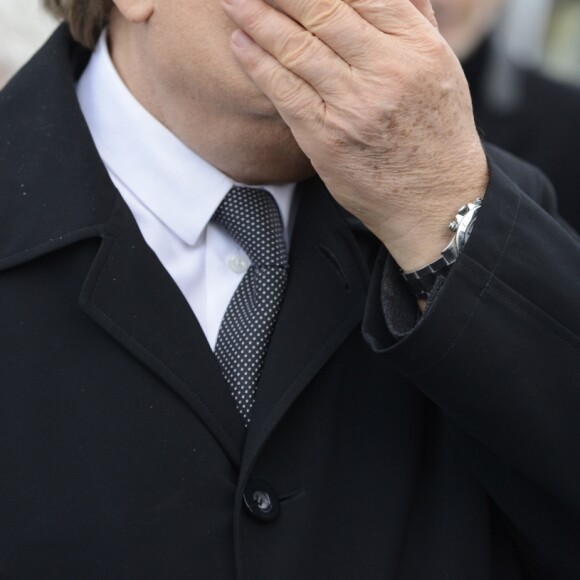 Bernard Tapie - Obsèques de la résistante, journaliste, romancière et veuve de Gaston Defferre, Edmonde Charles-Roux en la cathédrale de la Major à Marseille le 23 janvier 2016.