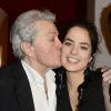 Exclusif - Prix Spécial - Alain Delon et sa fille Anouchka Delon lors de la première de la pièce "Libres sont les papillons" au théâtre Rive Gauche à Paris, le 15 janvier 2016. Alain Delon est venu voir sa fille Anouchka Delon jouer dans sa nouvelle pièce de théâtre. © Guirec Coadic/Bestimage No Web No Blog pour la Suisse et la Belgique Exclusive - for germany call for price Alain Delon came to applaud his daughter Anouchka Delon in the premiere of the play "Libres sont les Papillons" at theater Rive Gauche in Paris on 15/01/201615/01/2016 - Paris