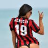 Claudia Romani en séance photo sur la plage de Miami. Le 27 septembre 2017.