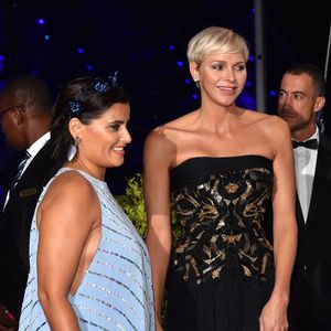 Nelly Furtado et la princesse Charlene de Monaco lors du 1er "Gala pour l'Océan de Monte-Carlo" sur les terrasses de l'Opéra à Monaco. Les bénéfices de cette soirée seront reversés à la Fondation Prince Albert II de Monaco. L. DiCaprio a été récompensé pour ses actions exemplaires concernant la préservation de la planète. Monaco, le 28 septembre 2017. © Bruno Bebert/Bestimage