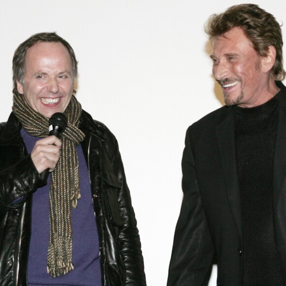Fabrice Luchini et Johnny Hallyday pour la promotion de leur film "Jean-Philippe" à Lille le 15 mars 2016.
