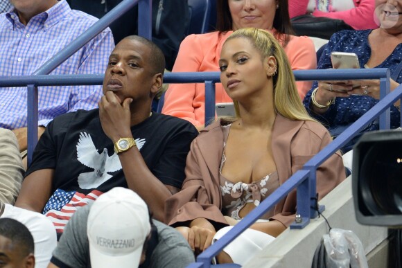 Beyoncé et son mari Jay-Z pendant l'US Open 2016 au USTA Billie Jean King National Tennis Center à Flushing Meadow, New York, le 1er Septembre 2016.