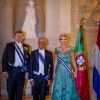 Le roi Willem Alexander et la reine Maxima des Pays-Bas, Marcelo Rebelo de Sousa (le président de la République portuguaise) - Le roi et la reine des Pays-Bas lors d'un dîner d'état au Palais national d'Ajuda lors de leur visite officielle à Lisbonne, le 10 octobre 2017.  Dutch royals at a state dinner at Palacio da Ajuda, Lisbon, Portugal - 10 Oct 201710/10/2017 - Lisbonne