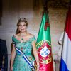 La reine Maxima des Pays-Bas - Le roi et la reine des Pays-Bas lors d'un dîner d'état au Palais national d'Ajuda lors de leur visite officielle à Lisbonne, le 10 octobre 2017.  Dutch royals at a state dinner at Palacio da Ajuda, Lisbon, Portugal - 10 Oct 201710/10/2017 - Lisbonne