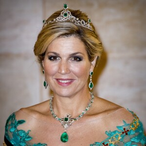 La reine Maxima des Pays-Bas - Le roi et la reine des Pays-Bas lors d'un dîner d'état au Palais national d'Ajuda lors de leur visite officielle à Lisbonne, le 10 octobre 2017.  Dutch royals at a state dinner at Palacio da Ajuda, Lisbon, Portugal - 10 Oct 201710/10/2017 - Lisbonne