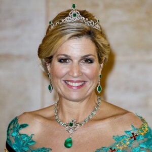 La reine Maxima des Pays-Bas - Le roi et la reine des Pays-Bas lors d'un dîner d'état au Palais national d'Ajuda lors de leur visite officielle à Lisbonne, le 10 octobre 2017.  Dutch royals at a state dinner at Palacio da Ajuda, Lisbon, Portugal - 10 Oct 201710/10/2017 - Lisbonne