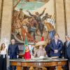 Le roi Willem-Alexander et la reine Maxima des Pays-Bas lors d'une visite d'état à Lisbonne au Portugal reçus par Eduardo Ferro Rodrigues, président de l'assemblée de la république portugaise à Lisbonne le 9 octobre 2017. 10/10/2017 - Lisbonne