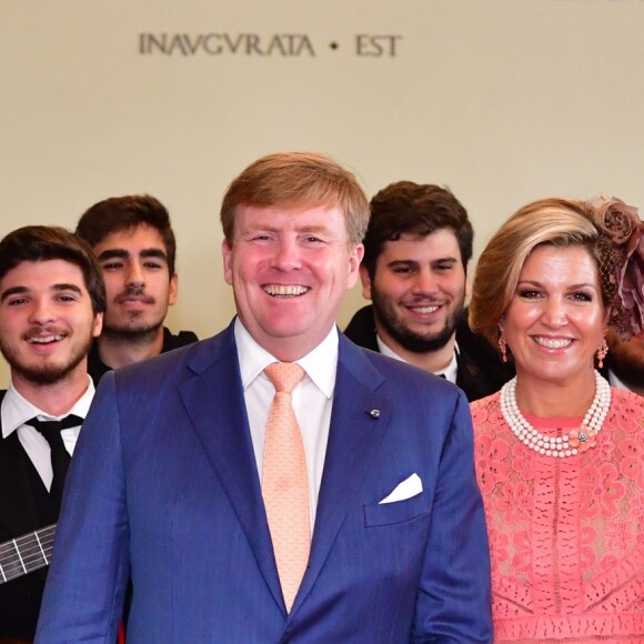 Le roi Willem Alexander et la reine Maxima des Pays-Bas visitent l'université de Lisbonne le 11 octobre 2017. 11/10/2017 - Lisbonne