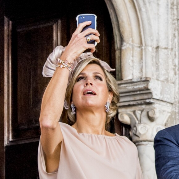 La reine Maxima des Pays-Bas et le roi Willem Alexander visitent Palais national de Sintra lors de leur voyage au Portugal le 12 octobre 2017. 12/10/2017 - Sintra