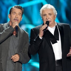 Exclusif - Florent Pagny et Michel Sardou - Enregistrement de l'émission "Dernier Show" de Michel Sardou, qui sera diffusée le 21 octobre en prime time sur France 2, depuis le Palais des Sports à Paris, le 12 septembre 2017.  © Pierre Perusseau / Bestimage