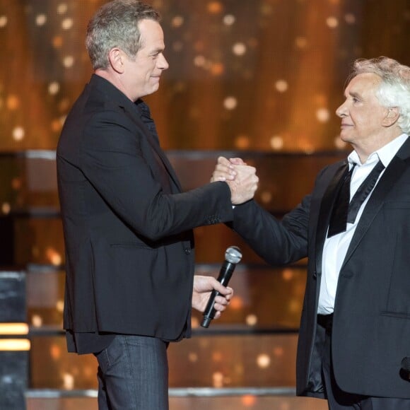 Exclusif - Garou et Michel Sardou - Enregistrement de l'émission "Dernier Show" de Michel Sardou, qui sera diffusée le 21 octobre en prime time sur France 2, depuis le Palais des Sports à Paris, le 12 septembre 2017.  © Pierre Perusseau / Bestimage