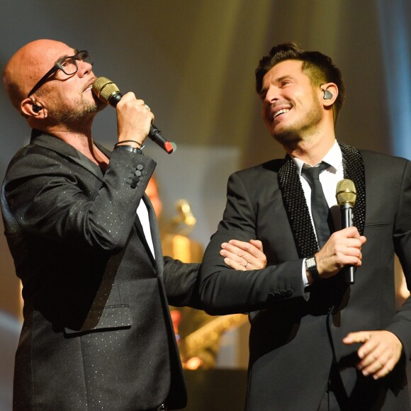 Exclusif - Vincent Niclo et Pascal Obispo - Vincent Niclo en concert à l'Olympia lors de sa tournée "Entre vous et moi" à Paris le 30 septembre 2017. C'est la 4e fois en 5 ans que l'artiste se produit sur la célèbre scène de l'Olympia. © Coadic Guirec/Bestimage