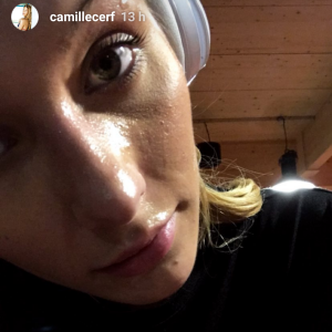 Camille Cerf à la salle de sport, mardi 24 octobre 2017, Instagram