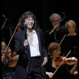 Jane Birkin en concert sur la scène du Grand Rex dans le cadre de sa tournée "Gainsbourg, Le Symphonique" à Paris le 26 octobre 2017. © Alain Guizard/Bestimage