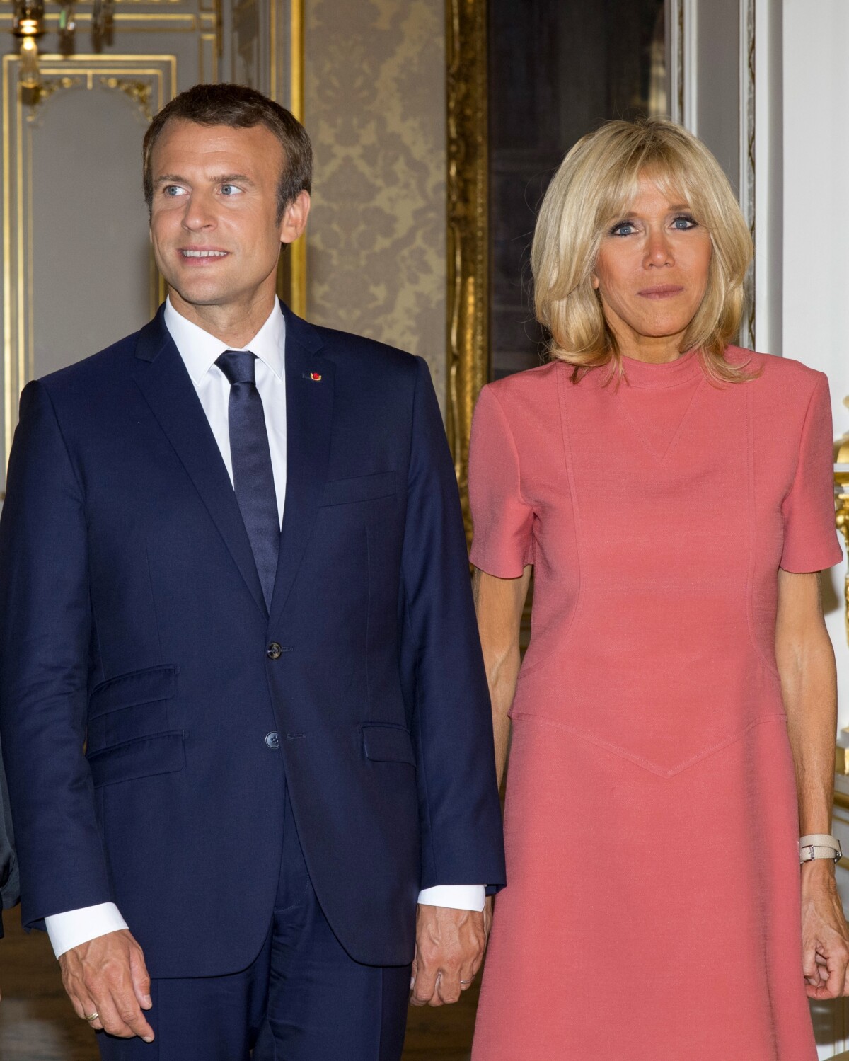 Photo : Le président de la République française Emmanuel Macron et sa ...