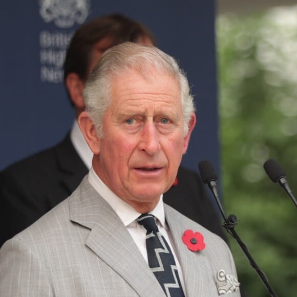 Le prince Charles lors d'une réception à la résidence du Haut-Commissaire à New Delhi. Le 9 novembre 2017