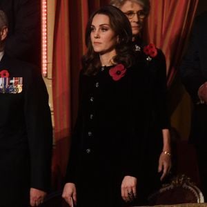 Le prince Andrew, duc d'York, et la duchesse Catherine de Cambridge, enceinte, dans la loge royale lors du Festival of Remembrance 2017 pour la commémoration du 11 novembre, au Royal Albert Hall à Londres le 11 novembre 2017.