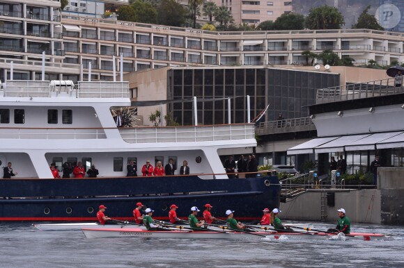Le prince Albert de Monaco et le prince Andrew, Duc d'York, parrains de la branche monégasque de l'association britannique Outward Bond, étaient réunis le 8 novembre 2017 au port Hercule en principauté pour la première édition de la régate d'aviron The Princes' Cup. © Bruno Bebert / Bestimage